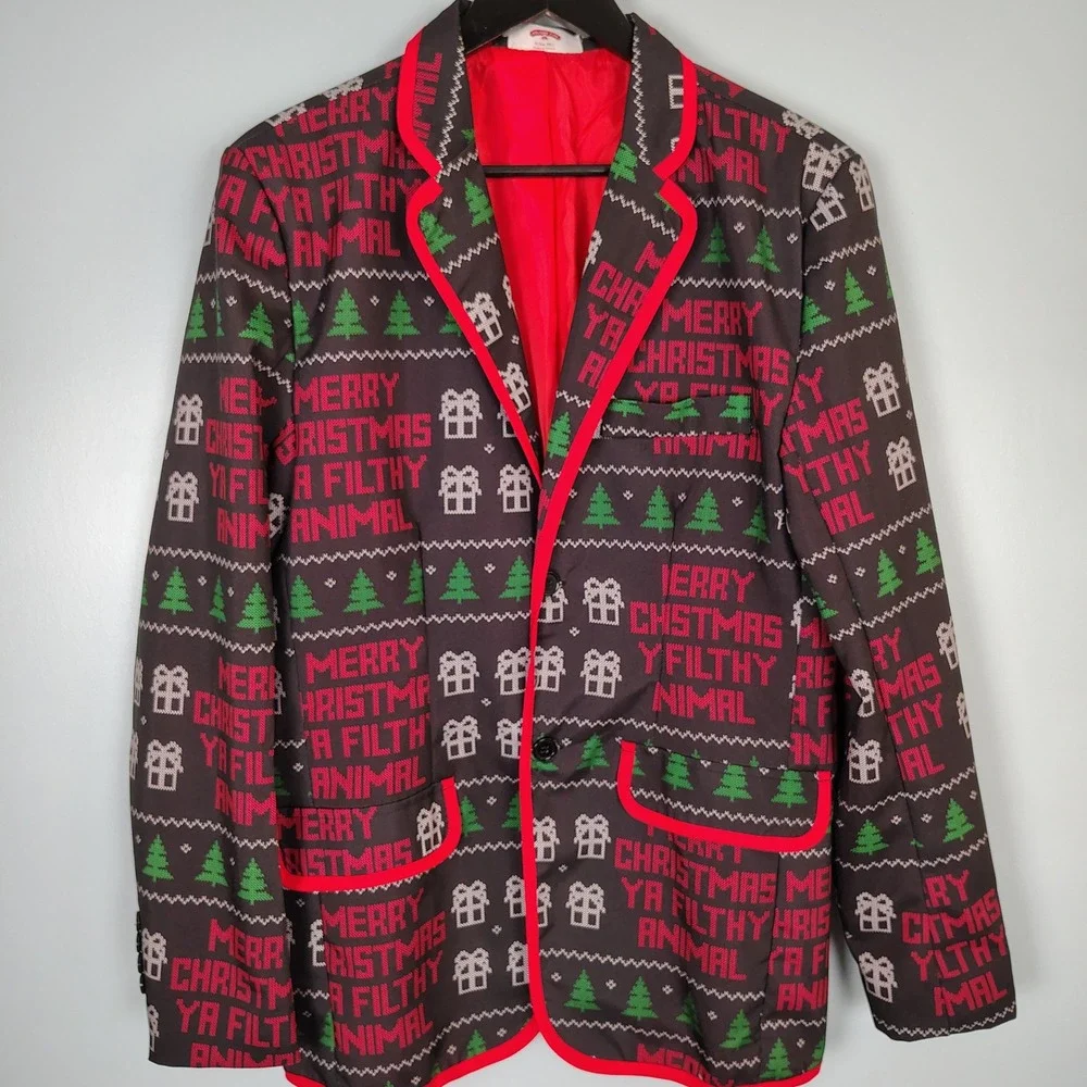 Holiday Time Merry Christmas Ya Filthy Animal Blazer Jacket Mens S home alone